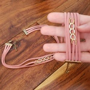 Gold blush pink necklace & bracelet combo